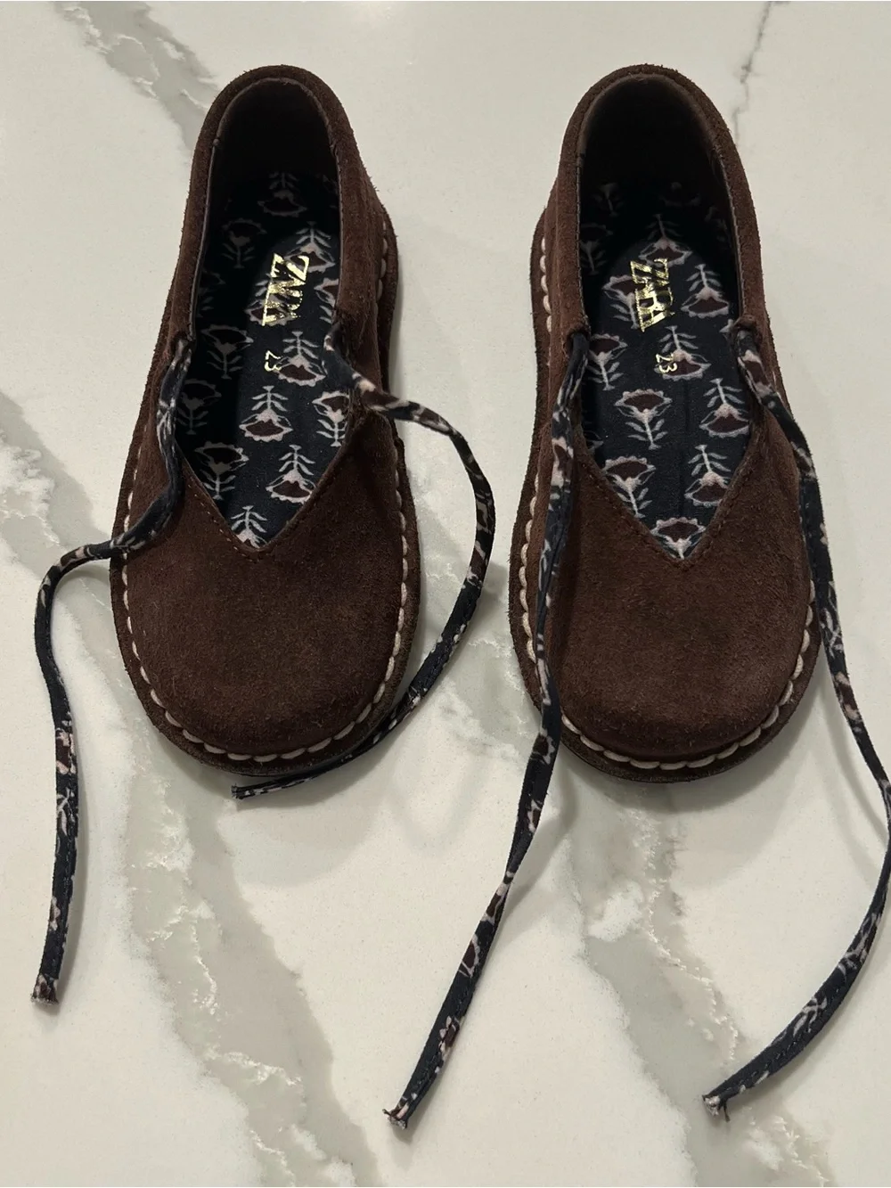 Toddler girls ZARA Suede Lace-Up Shoes Size EUR 23 -US 7